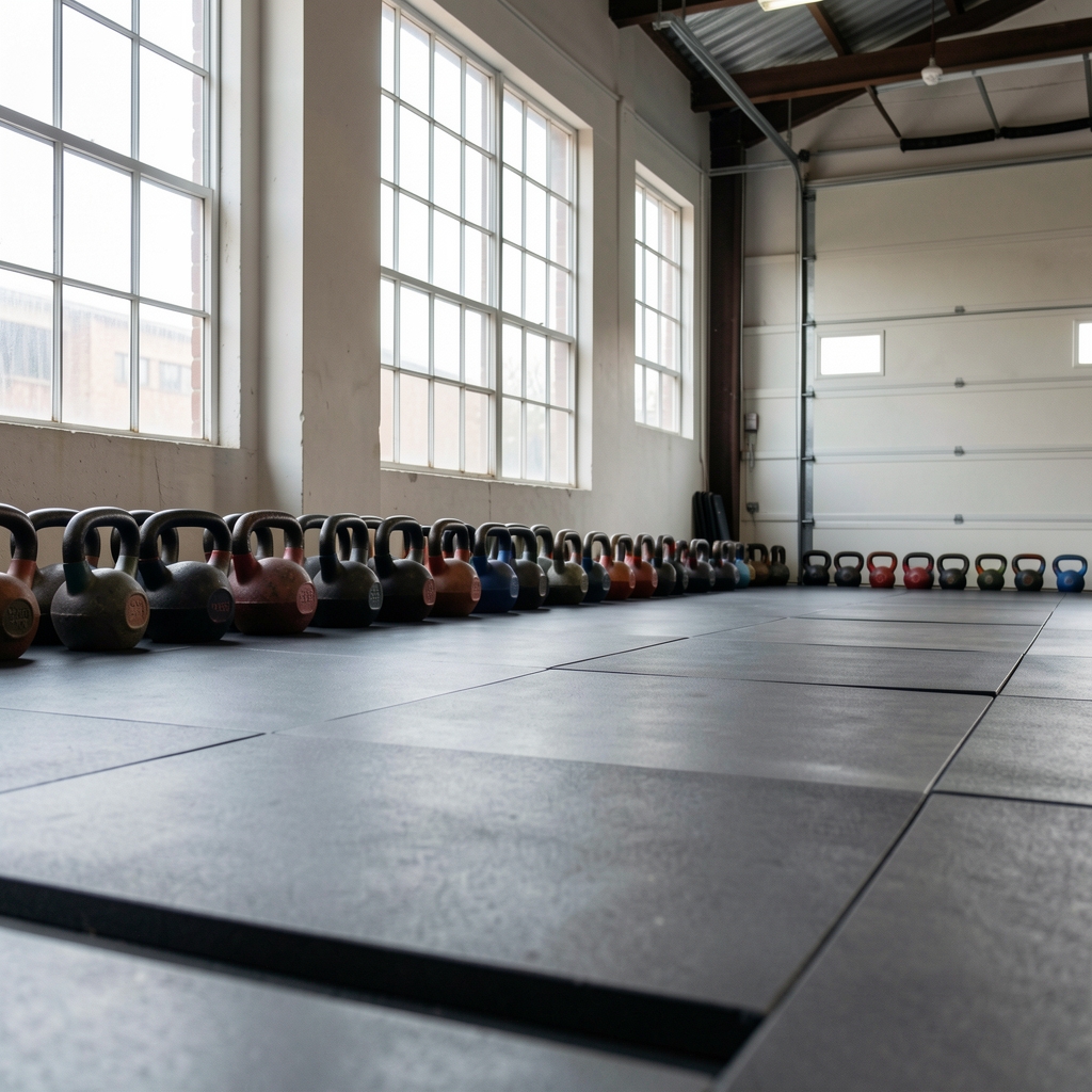 Participant performing a controlled barbell squat under coach observation in a clean, well-lit Brussels training studio